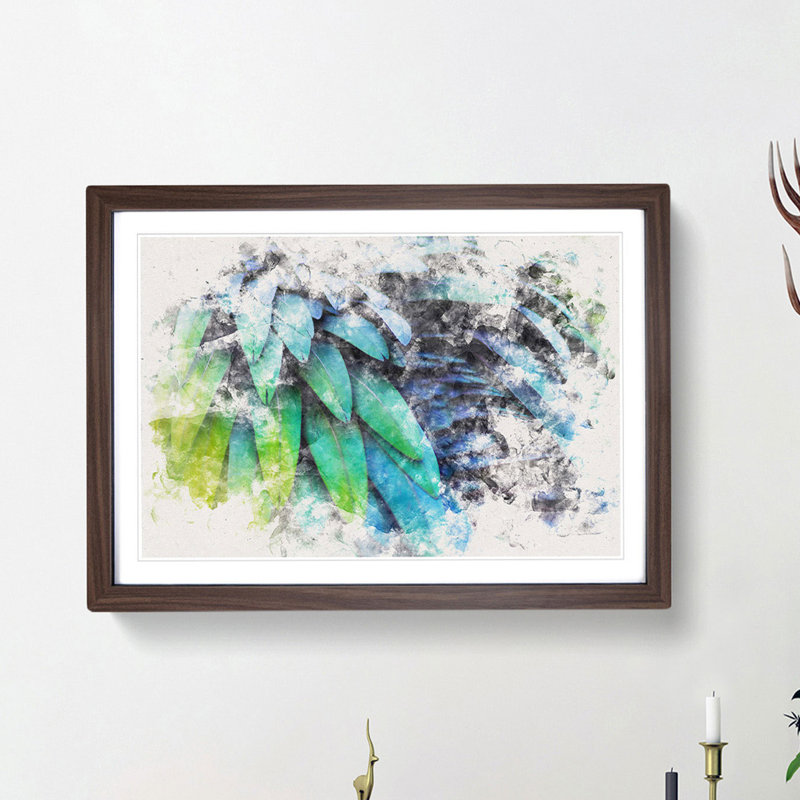 Parrot Feathers - Framed Print, 24cm H x 33cm W x 2cm D, Walnut Framed