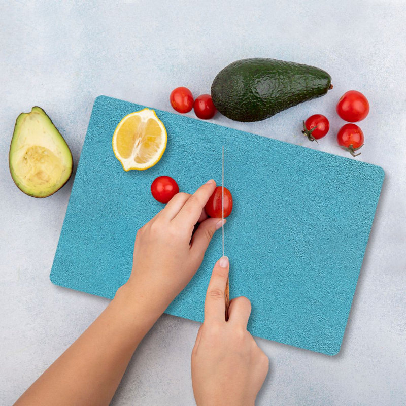 Tempered Glass Cutting Board, 7.9 x 11.8 inches | 100% Antibacterial, Easy-Clean Surface, Non-Slip Silicone Feet | Perfect for Food Prep & Serving, Durable & Stylish Kitchen Essential, Not Dishwasher Safe