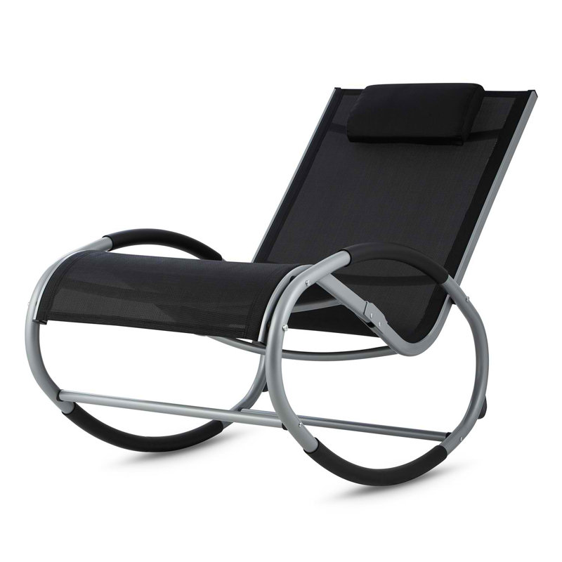 Metal Outdoor Chair, Grey/Black, Black