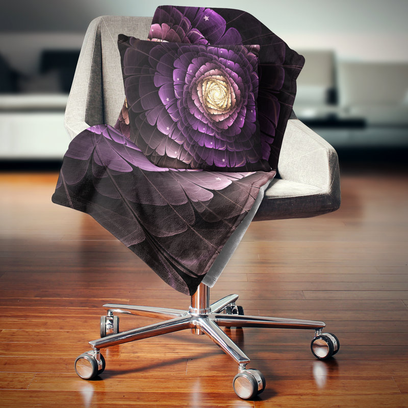 Oreiller d’art numérique à fleur fractale, 16 po x 1 po, Coussin décoratif