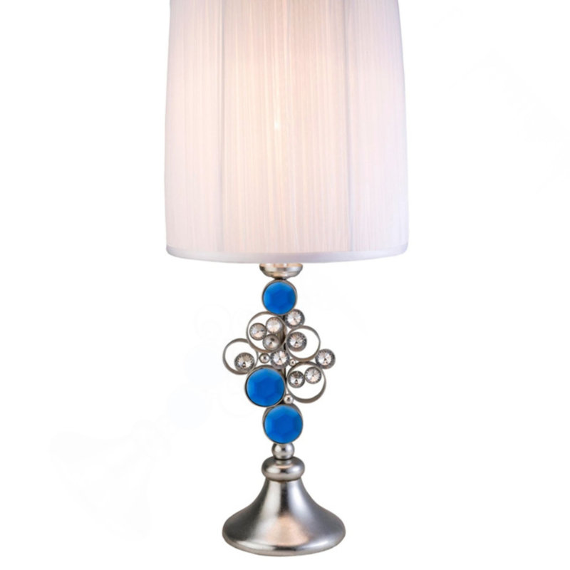 Lampe de table 28 "en polyrésine haute" Just Dazzle "avec finition argentée et abat-jour blanc