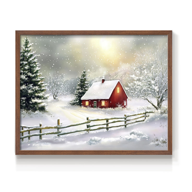 Art de Noël - DCCXL III - Reproduction encadrée - Restickable, H 11 po x l 14 po, Noyer