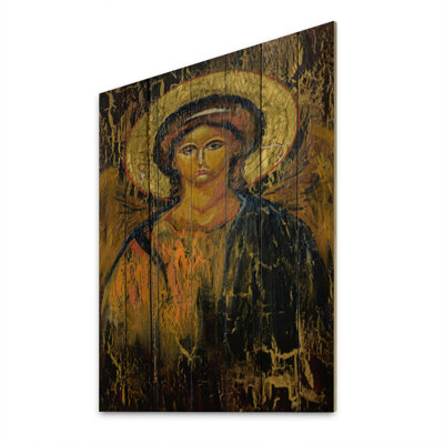 Religious Angel Artwork II - Traditional Wood Wall Art - Natural Pine Wood