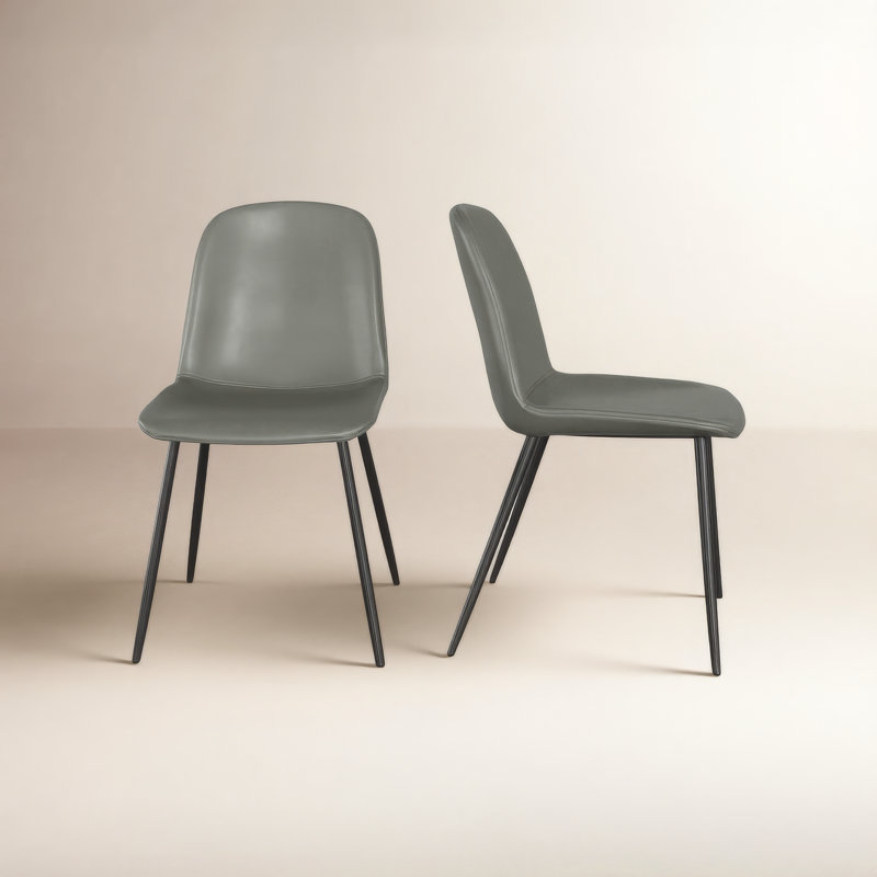 Kody Comfort+ Vegan Leather Dining Chair (Set of 2), Slate Grey Vegan Leather