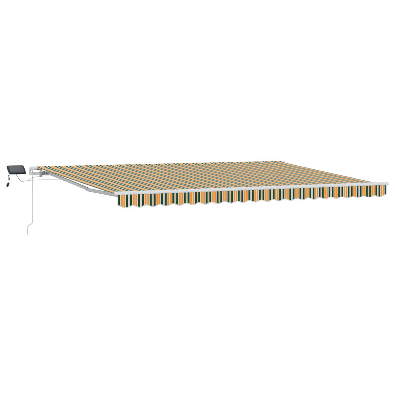 Brayden Studio Fabric Cover Retractable Patio Awning, Green/Yellow Striped, 500 cm W x 350 cm D