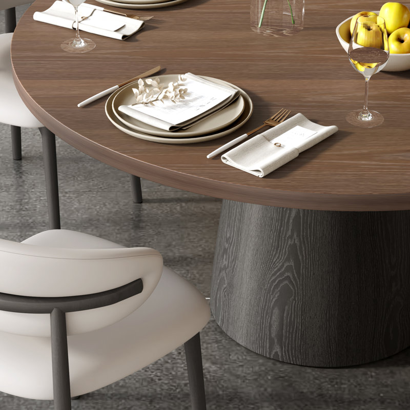 Table de salle à manger moderne en bois massif avec plateau en noyer foncé, H 29,52 po x L 59,06 po x l 59,06 po, Noir