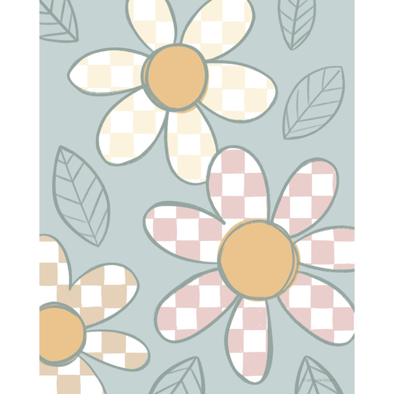 «Jathen Checkered Daisies» par Lady Louise Designs, H 18 po x l 12 po