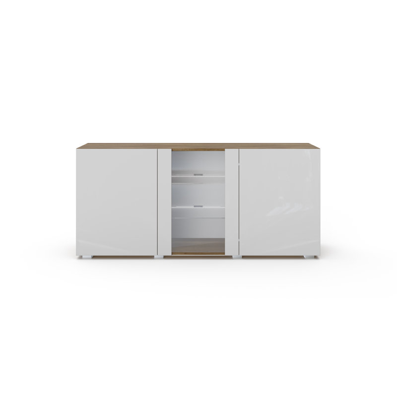 160cm Sideboard, Country Oak/White Gloss