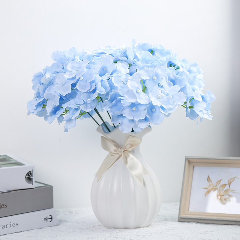 Artificial Hydrangea Flower Head With Pole, Blue