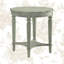 Table de bout en bois Fordon, plateau rond festonné, finition blanc antique français-804406516