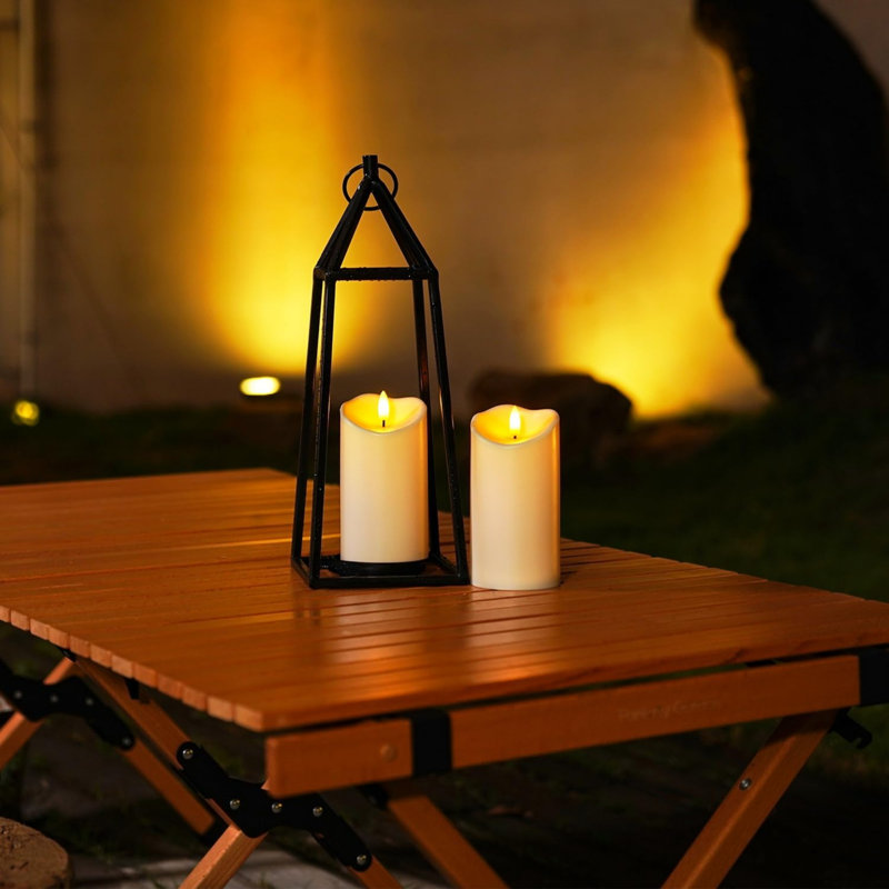 3" x 6" Outdoor Waterproof Flameless Candles, LED Candles, Battery Operated Candles with Remote and Timers, Electric Fake Pillar Candles for Home Decor, Dark Ivory, Set of 2
