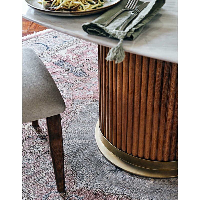 Oval Faux Marble Top Dining Table, 200cm