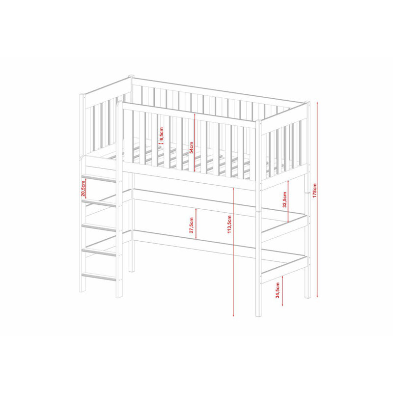 Cortlandt High Sleepers with Built-in Ladder Included, Pine