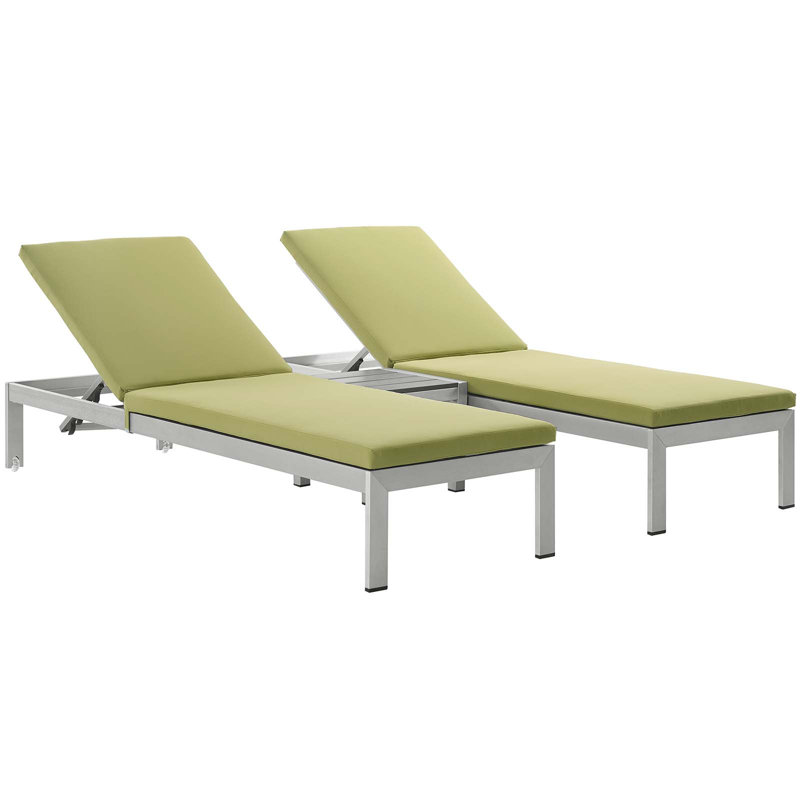 Chaise longue d'extérieur en aluminium avec coussins 3 pièces Shore, Peidot