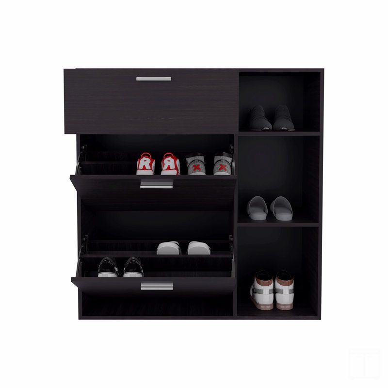 Shoe Rack 39.6" H, 2 Doors, 1 Drawer, 3 Shelves