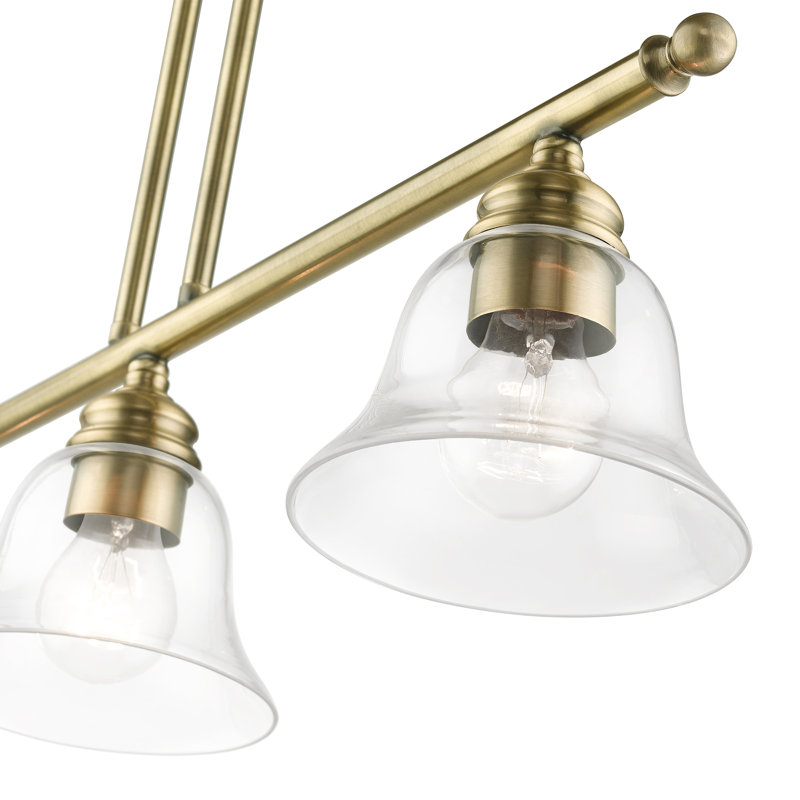 Deshaud 3 - Light Steel Dimmable Kitchen Island Square / Rectangle Chandelier, Antique Brass