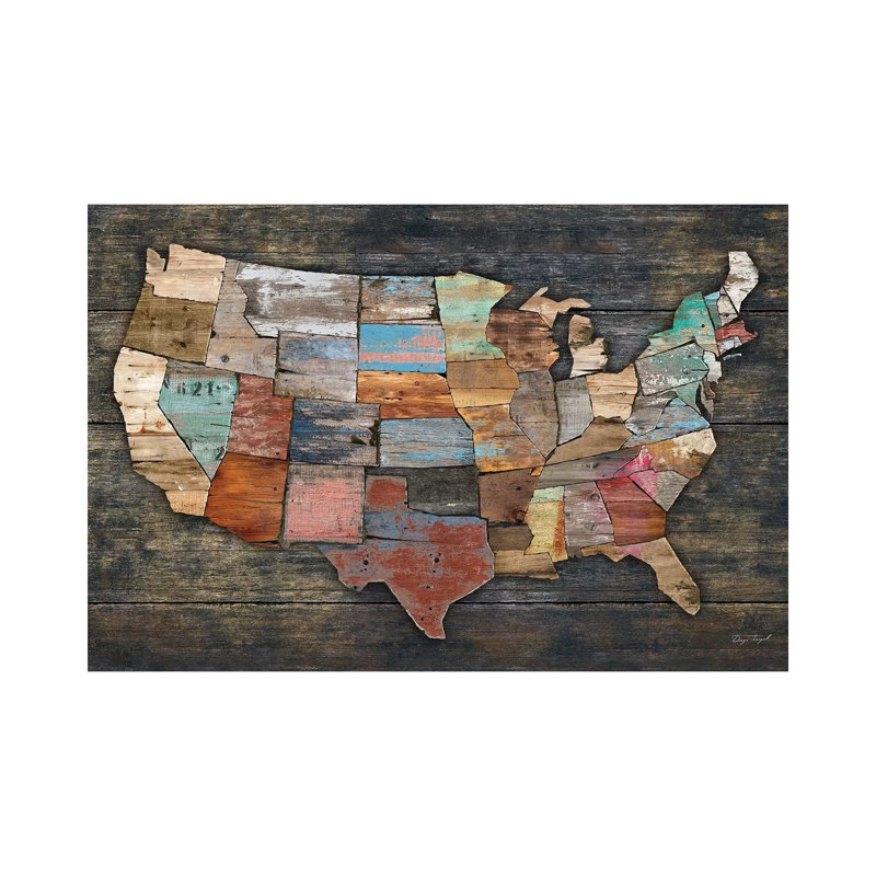 USA Map I by Diego Tirigall - Wrapped Canvas Gallery-Wrapped Canvas Giclée, 66.04 cm H x 45.72 cm W