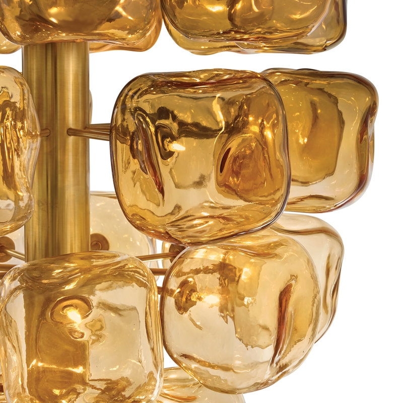 Perriand 40 - Light Chandelier, Unlacquered Brass, 38.5" H x 30" W x 30" D