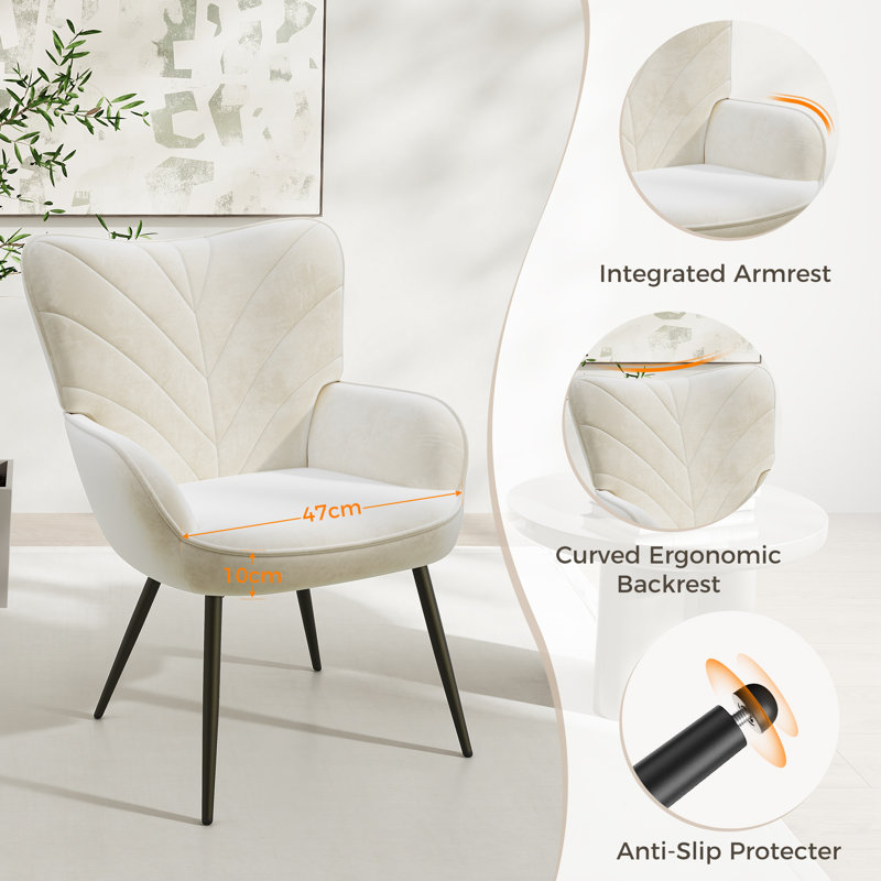 Velvet Armchair, White