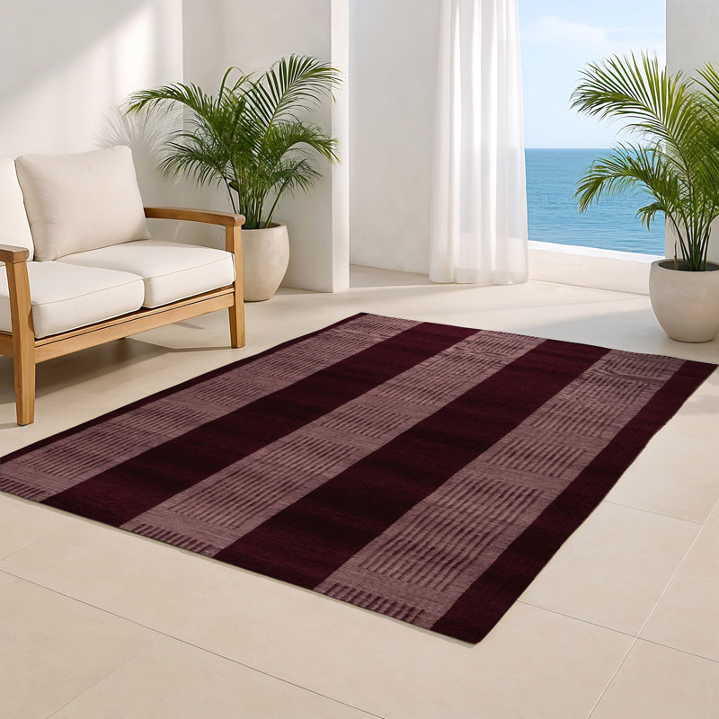 Tapis d'intérieur et d'extérieur à carreaux rouge, Rectangulaire 2 pi x 3 pi