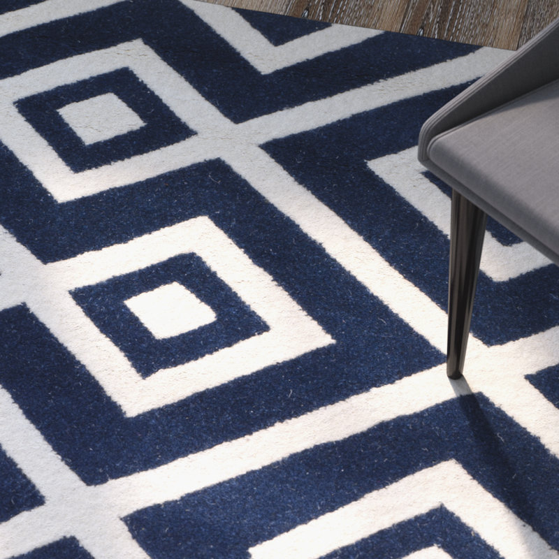 Deedie Hand Tufted Wool Geometric Rug, Rectangle 4' x 6'