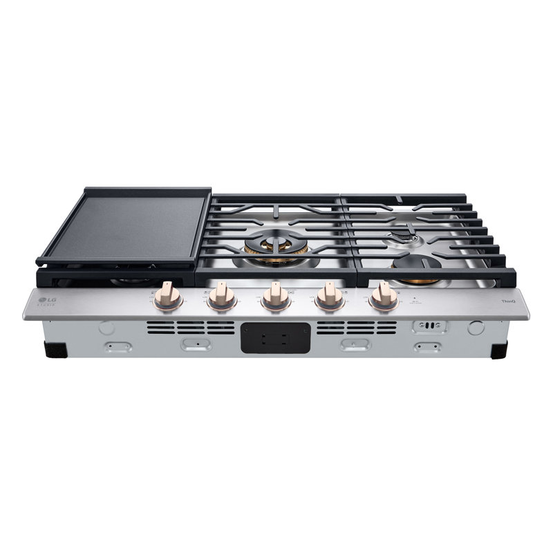 36" Natural Gas Cooktop with 5 Burners, Essence White