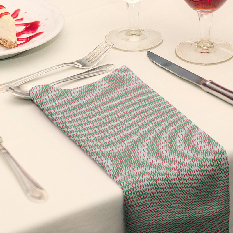 Geometric Square Napkin, 10" x 10", Green/Red, Cotton