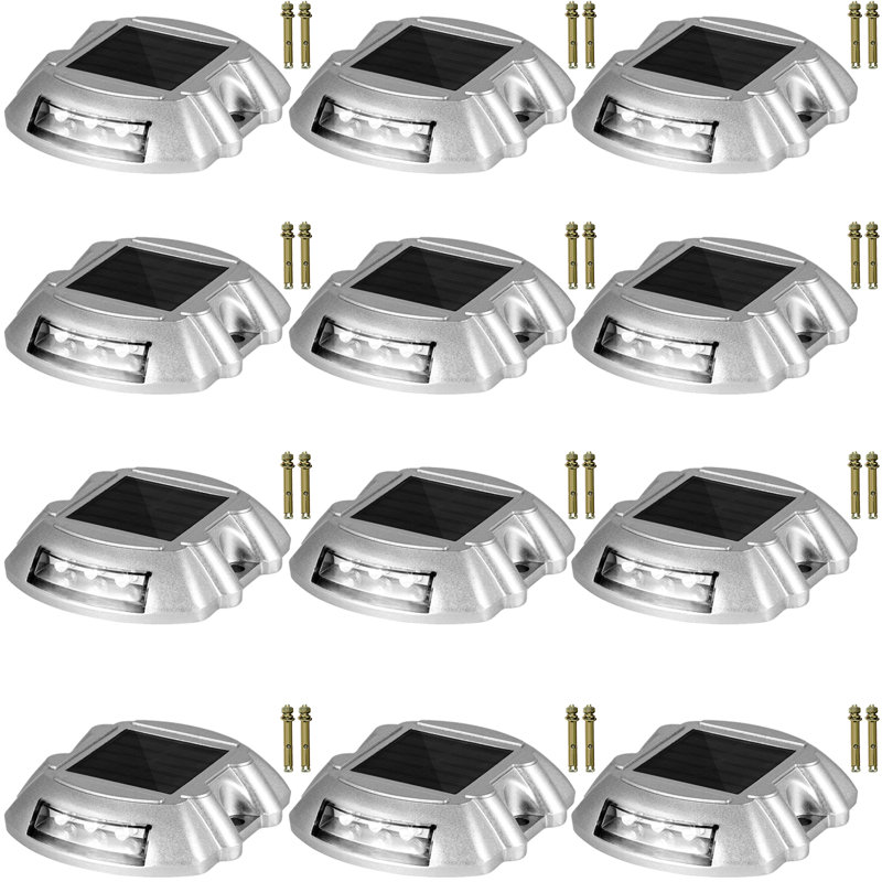 Solar Dock Lights Low Voltage Solar Powered Integrated LED Metal Pathway Light Pack, White
