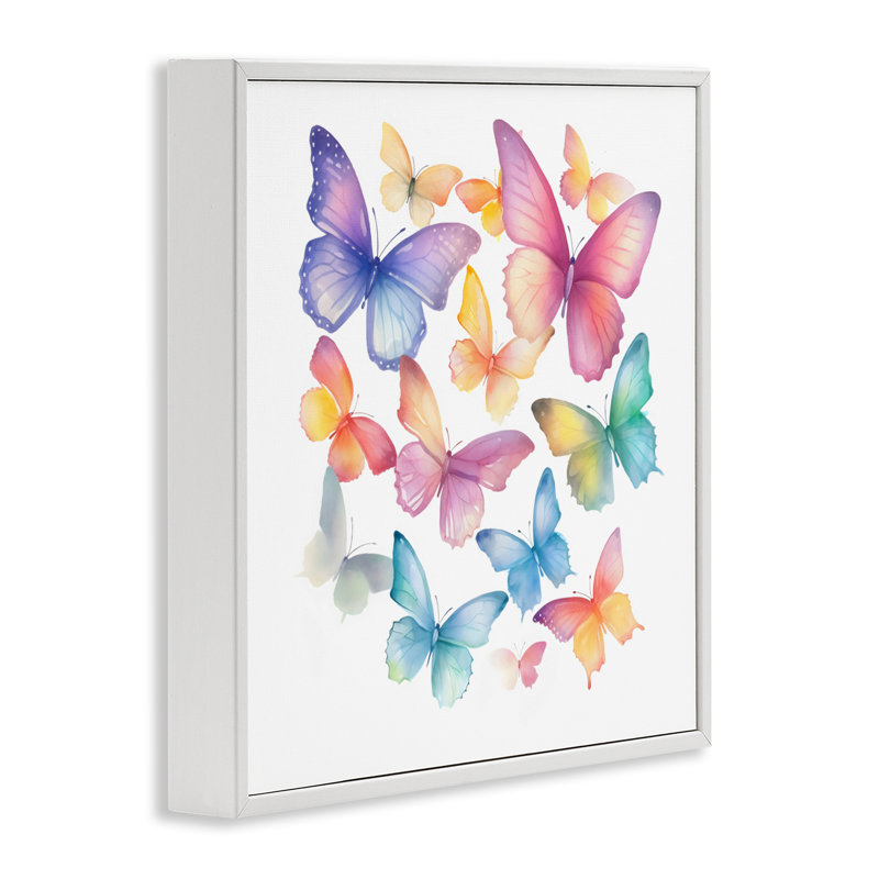 Giclée encadrée Rainbow Butterflies Rabble, design par Creative Studio, Giclée encadrée blanc bord de mer, 12" H x 12" W