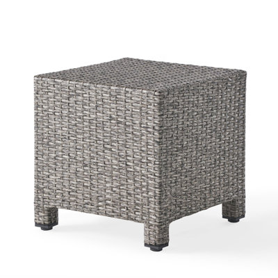 Cube Shape Rattan Accent Table