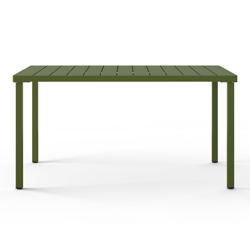 59"×35.4" Outdoor Metal Rectangular Dining Table, Green