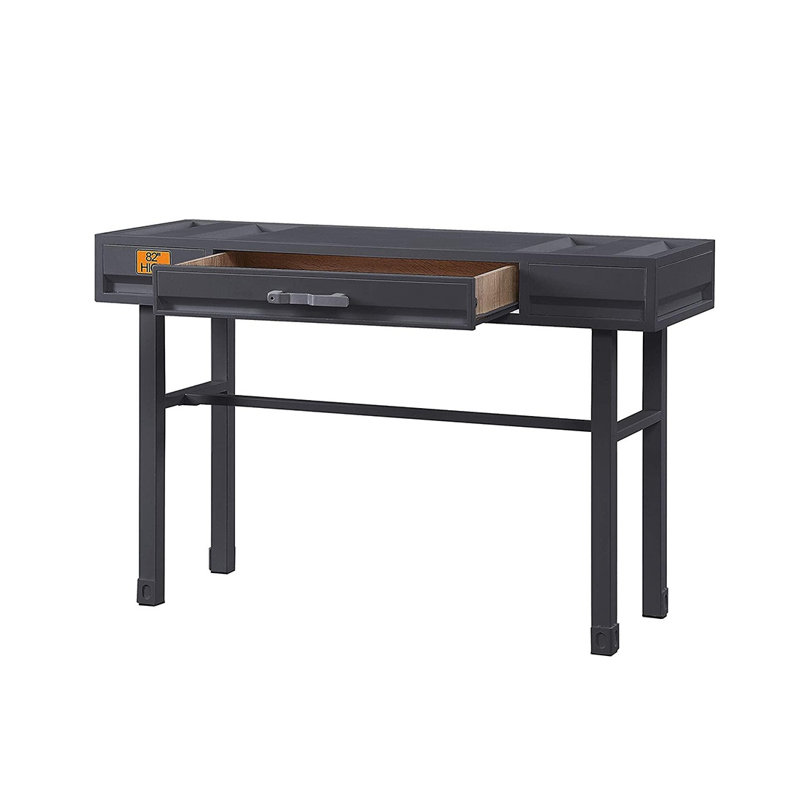 Bureau de coiffeuse en métal avec un tiroir, bronze industriel