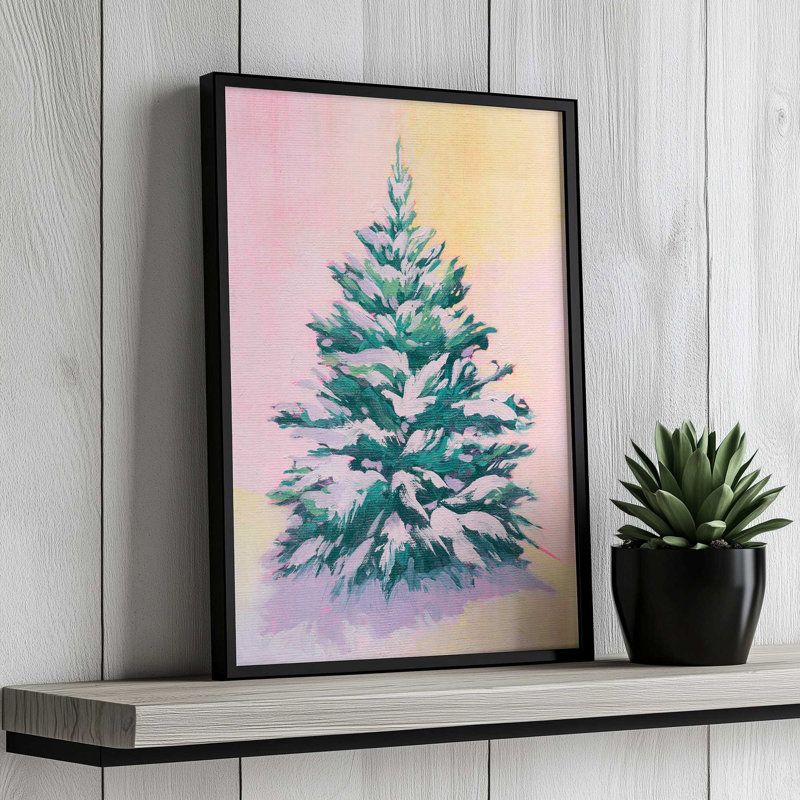 «Tinsel Tree II» par Grace Popp, reproduction d'art, H 12 po x l 8 po, Tanné, Cadre ouvert sans passe-partout