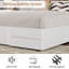 Cadre de lit très grand, cadre de lit en bois avec tête de lit tapissier en tissu, aucun sommier requis, lattes de bois robustes, assemblage facile, blanc-117333876
