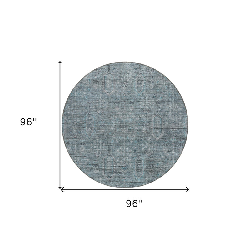 Tapis rond bleu / gris 8 pi