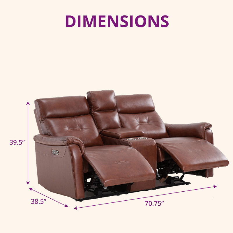 Jeramyah 70.75" Upholstered Power Reclining Sofa with USB Port