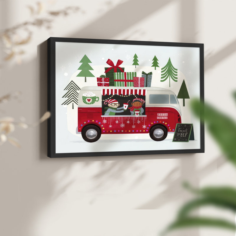 Santa's Foodtruck Collection A - Reproduction encadrée - Restickable, H 8 po x l 10 po, Noir, noir, noir, noir