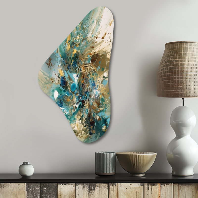 Clytee - Abstract Marble Boomerang Shape Irregular Metal Wall Decor, 31" H x 17" W