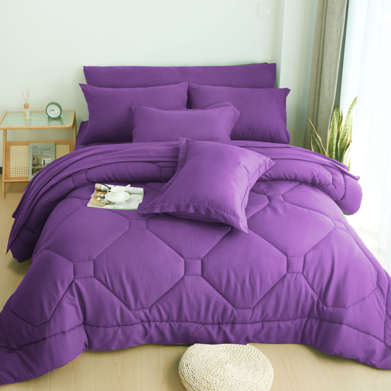  Ensemble d'édredon 8 pièces avec draps toutes saisons dans un sac, Édredon très grand + 7 pièces supplémentaires, Mauve