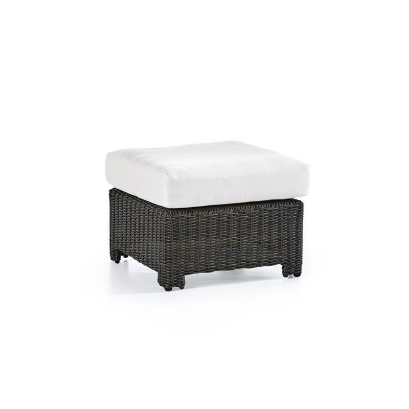 Losh Wicker Outdoor Ottoman, Canvas Canvas Sunbrella® Canvas