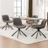 Swivel Tufted Leather Upholstered Side Chairs Modern Dining Chairs with Metal Legs