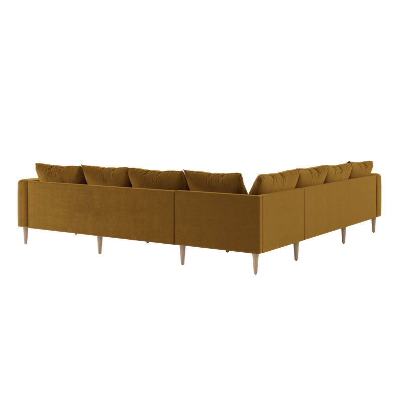 Sectional, Mustard Recycled Velvet, Natural
