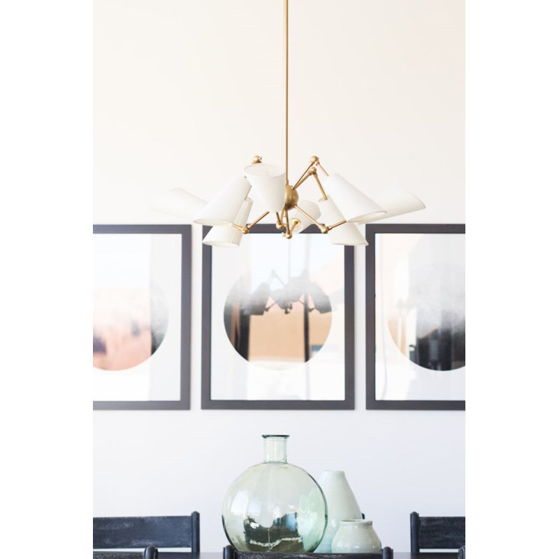 Lustre sphérique Spoutnik à 8 lumières Burckingham, Laiton vieilli