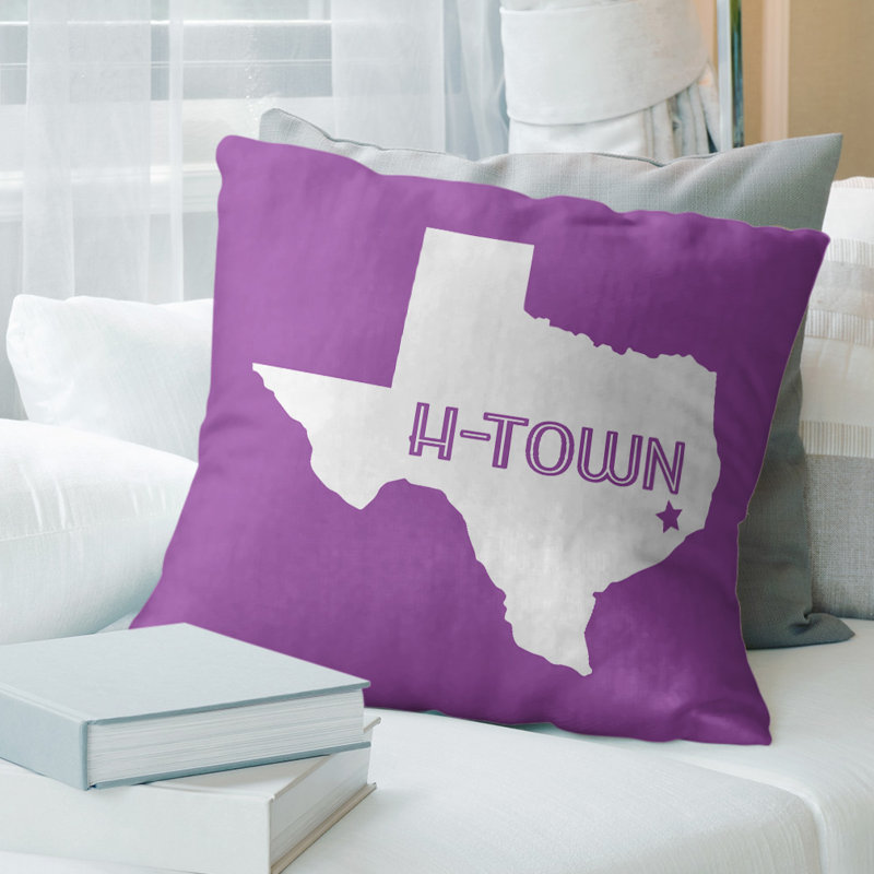 Coussin H-Town Texas, 18 po x 18 po, Violet, Mélange de duvet