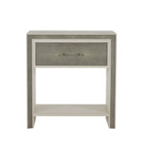 Alford 1 - Drawer Solid Wood Nightstand in White Cerused Oak/Gray/Brass
