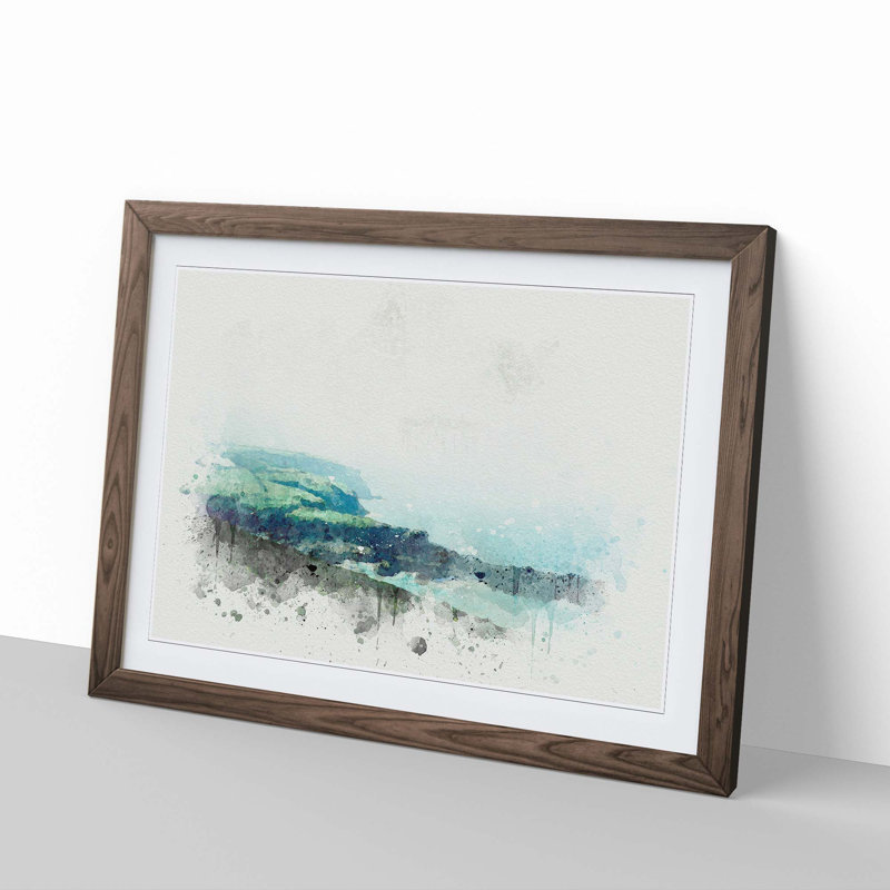 Port Isaac in Cornwall in Abstract - Picture Frame Graphic Art Print on MDF, Walnut, 35cm H x 50cm W x 2cm D