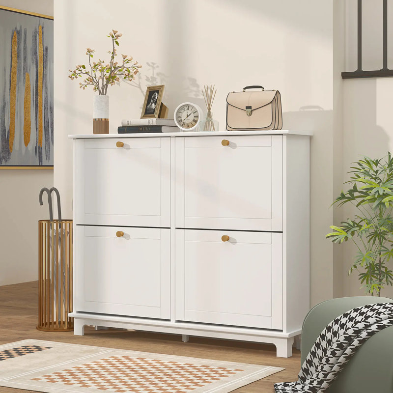 12 Pair Shoe Storage Cabinet, White