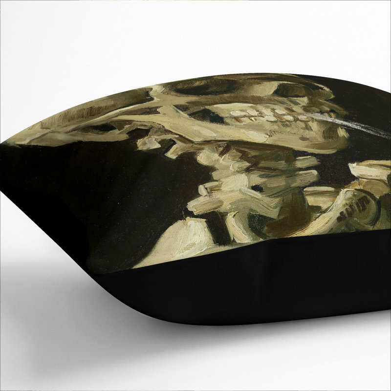 Cigarette with Skull Scatter Cushion, Black, 40cm H x 40cm W x 15cm D