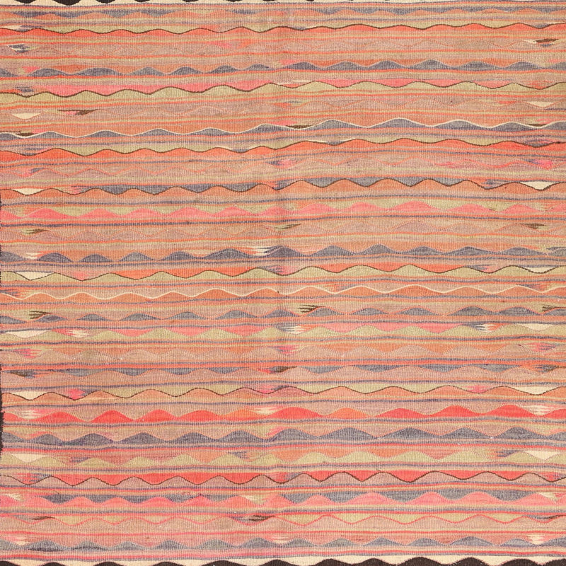 Tapis contemporain rouge / gris / crème, Carré 8 pi