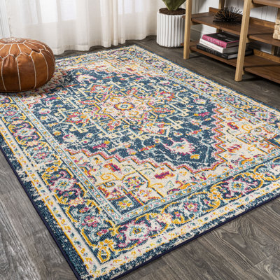 Brooklyn Geometric Medallion Blue/Beige Rug